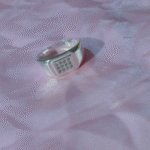 Men's Classic 3x3 Grid Diamond Signet Ring with Micro-Pave Crystals