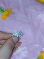 Dainty 5-Petal Flower Crystal Accent Ring with Pave Crystals - Image 5