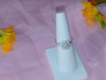 Dainty 5-Petal Flower Crystal Accent Ring with Pave Crystals - Image 3