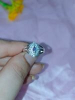 Marquise-cut Amethyst Halo Solitaire Ring with Purple Amethyst