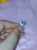 Marquise-cut Amethyst Halo Solitaire Ring with Purple Amethyst - Image 4